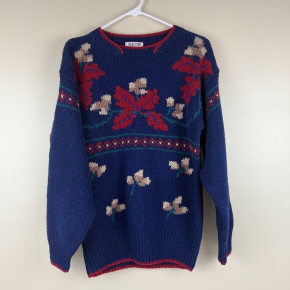 NWT SKYR Sportswear 100% Shetland Wool Floral Fair Isle Sweater - Picture 2 of 12